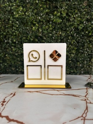 Placa Pix 2 QR Code em Acrílico [SEM LOGO] - Display  Mesa 100% Acrílico Tamanho da placa: 140X140mm  Brilho Espelhado 